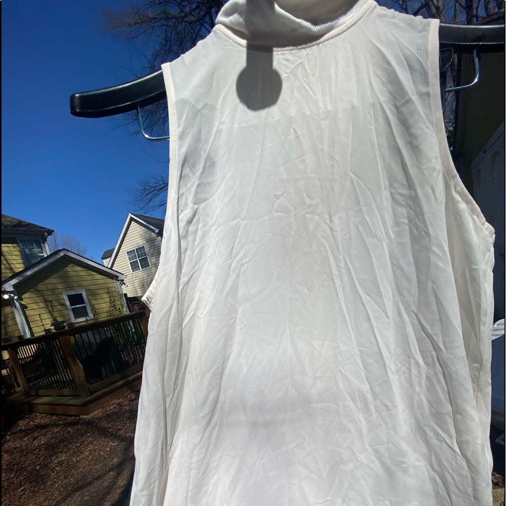 B1G1 Off-white flowy zippered neck,  mock neck, turtleneck tank, Longer length ,